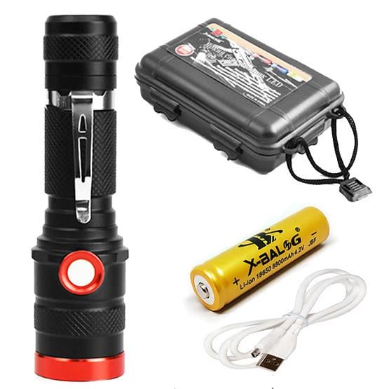 Фонарь ручной X-Balog BL-736-T6 USB с фокусировкой и клипсой (1062724717) - фото 7 Фонарь ручной X-Balog BL-736-T6 USB с фокусировкой и клипсой (1062724717) - фото 7