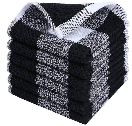 Набір кухонних рушників Premium Soft 6в1 100% бавовна 34х34 см Чорно-білий (NRK0001)