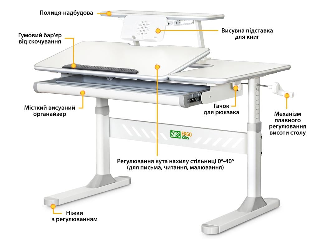 Парта детская школьная Ergokids TH-320/кресло Sprint Duo Lite/тумба BD C-3 Серый - фото 4