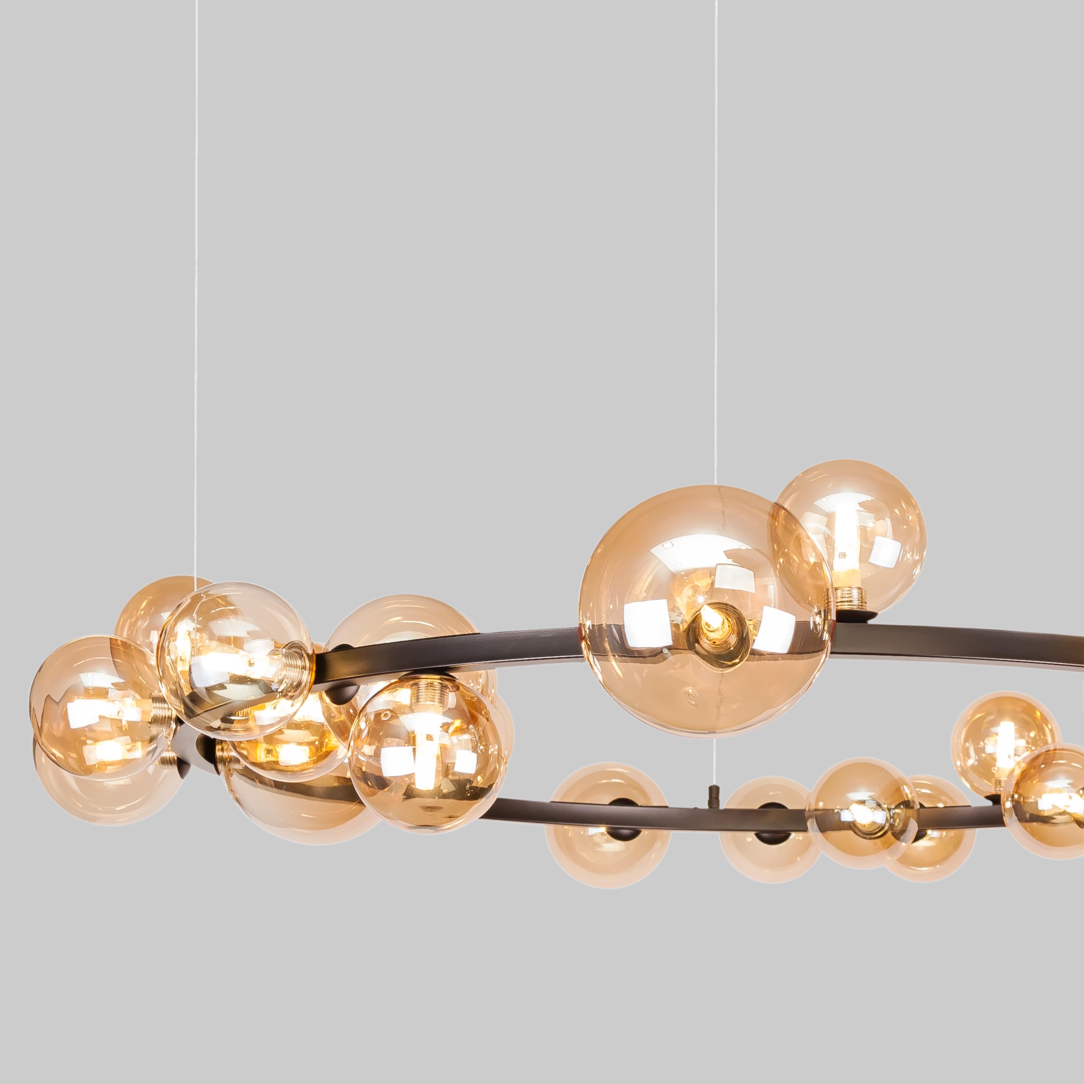 Люстра круглая с шаров на 24 лампы Bubbles 120 см Черный (918-LP267-24 ВК+BR) - фото 2 Люстра круглая с шаров на 24 лампы Bubbles 120 см Черный (918-LP267-24 ВК+BR) - фото 2