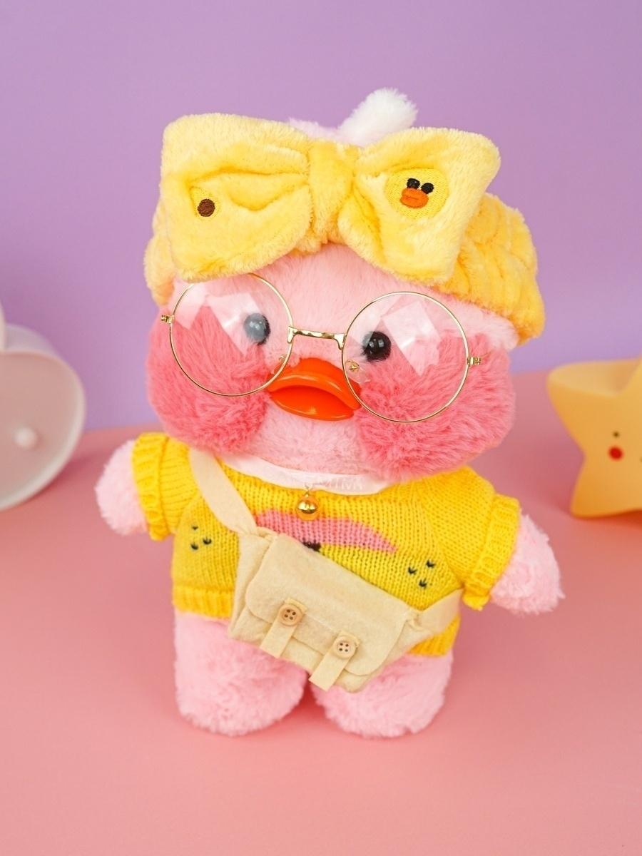 М'яка іграшка Lalafanfan Duck Каченя в окулярах 30 см Рожевий (470c2109)