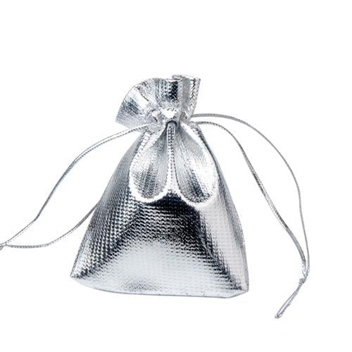 Мішок подарунковий з парчі на затяжках 7x9 см 100 шт. Срібний (2069-5bd68)