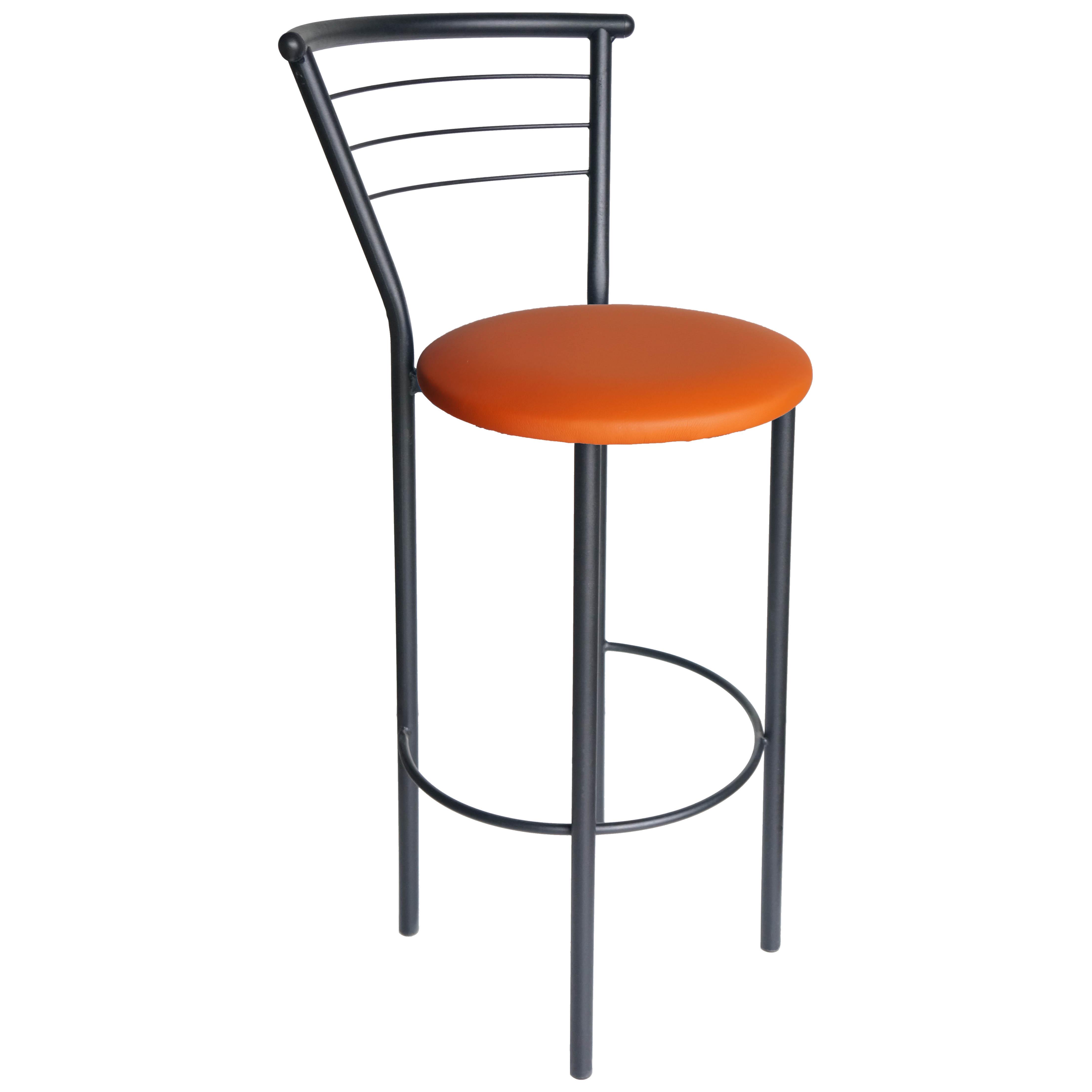 Барний стілець Марко Хокер шкірозамінник Чорний/Помаранчевий (U24641-03)