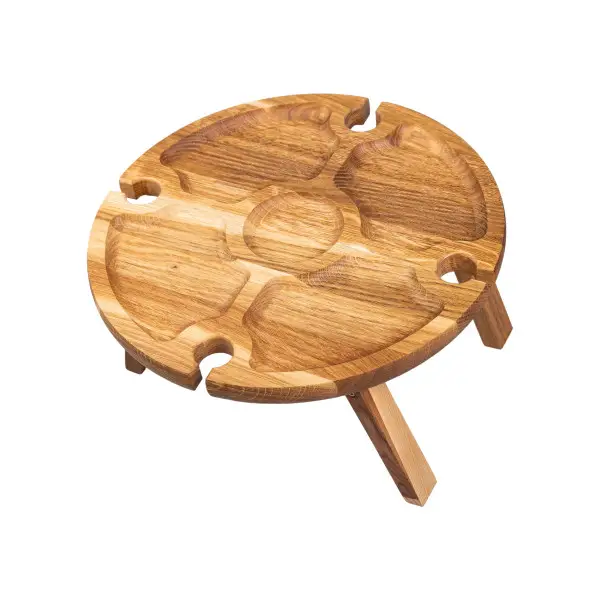 Столик винный круглый из дерева 35х35х18 см на ножках (BWR35018S) - фото 2