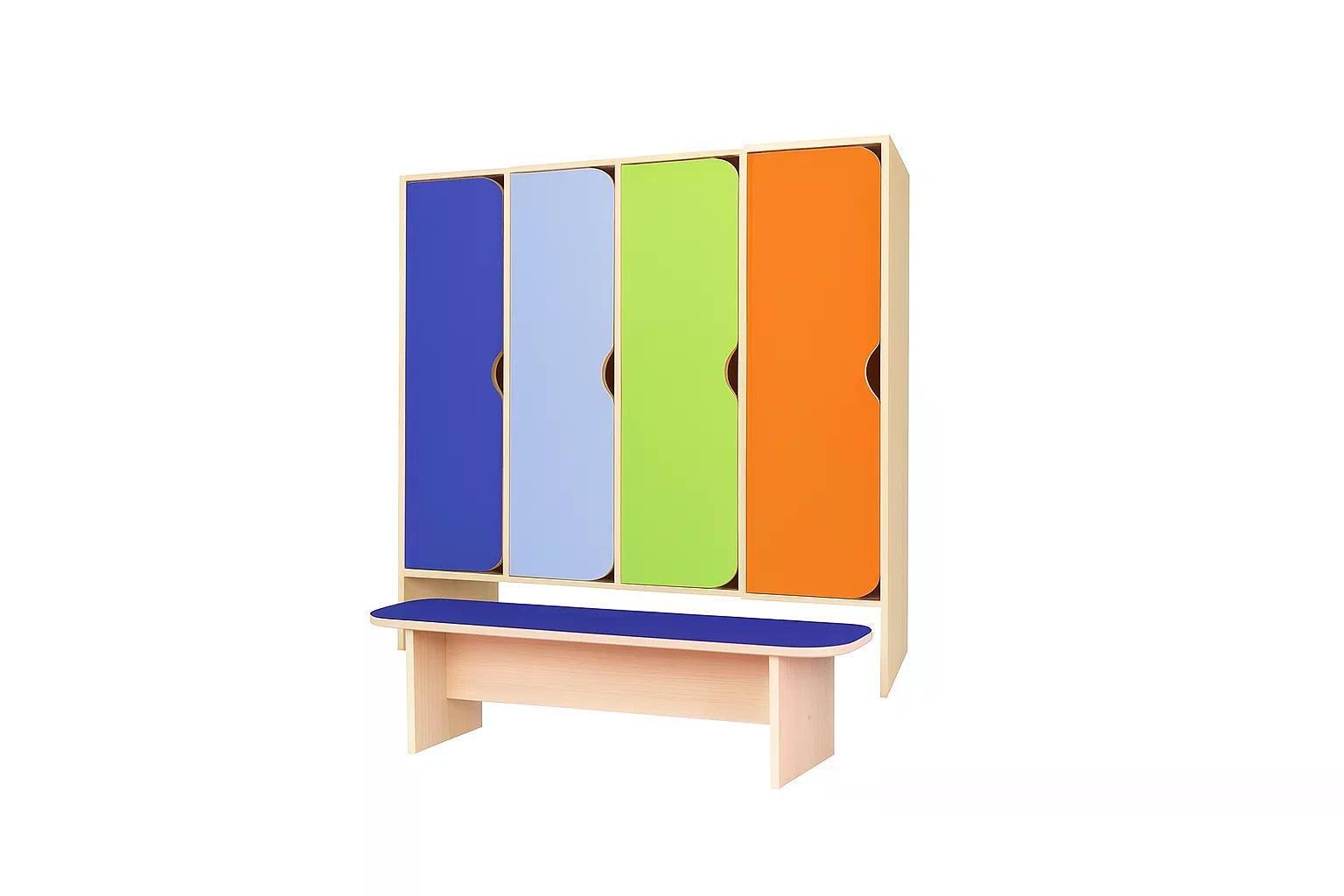 Шкаф с лавочкой для сада DS-77 4 мест Синий/Лаванда/Лайм/Оранжевый