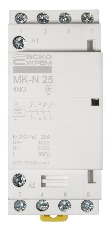 Контактор модульный АСКО MK-N 4P 25A 4NO (A0040030027) - фото 1 Контактор модульный АСКО MK-N 4P 25A 4NO (A0040030027) - фото 1