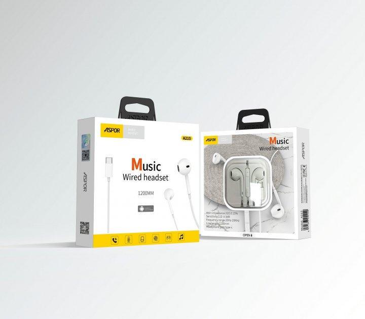 Навушники з мікрофоном Aspor A215 Білий (1858272868) - фото 2 Навушники з мікрофоном Aspor A215 Білий (1858272868) - фото 2