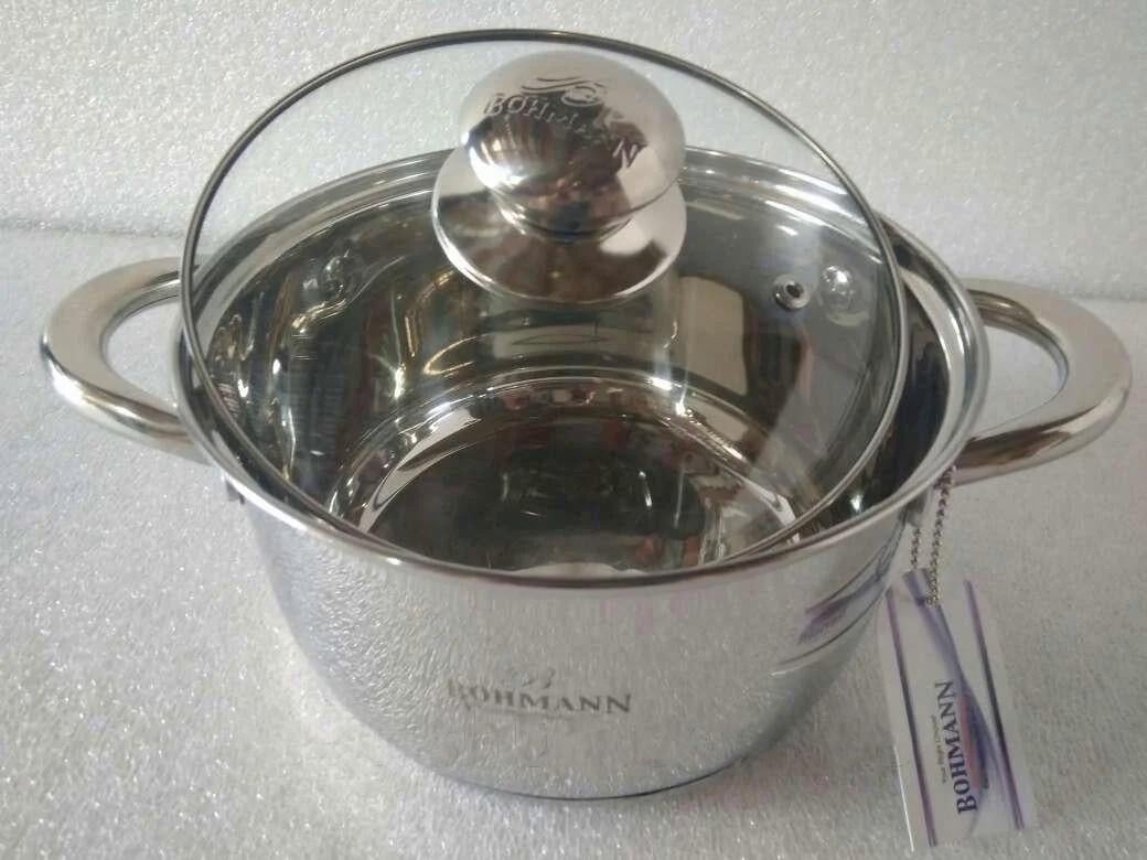 Каструля нержавіюча Bohmann з кришкою 24 см 6 л (BH-0805-24)