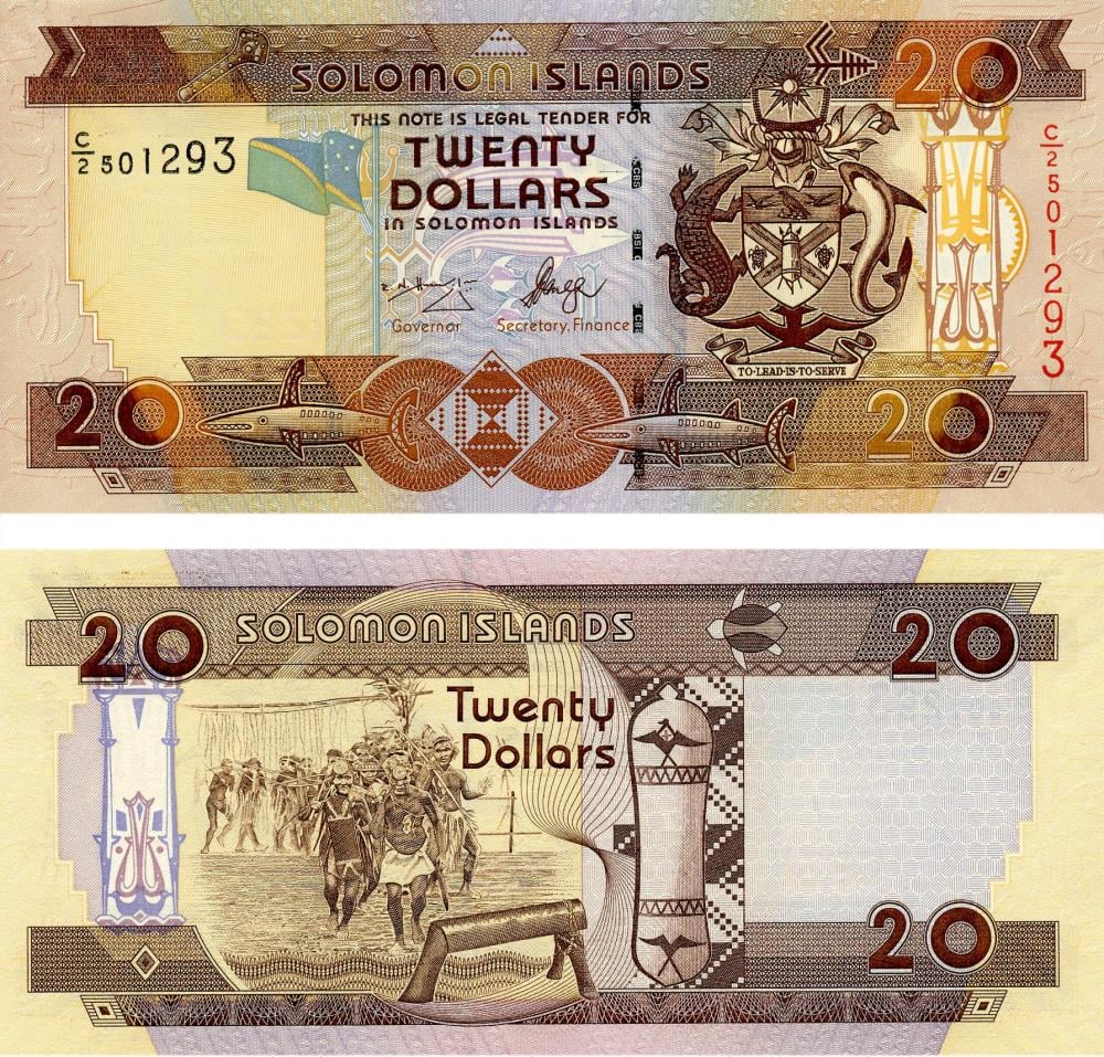 Коллекционная банкнота Соломоновы острова 20 долларов 2009 UNC P28b (Б05671)