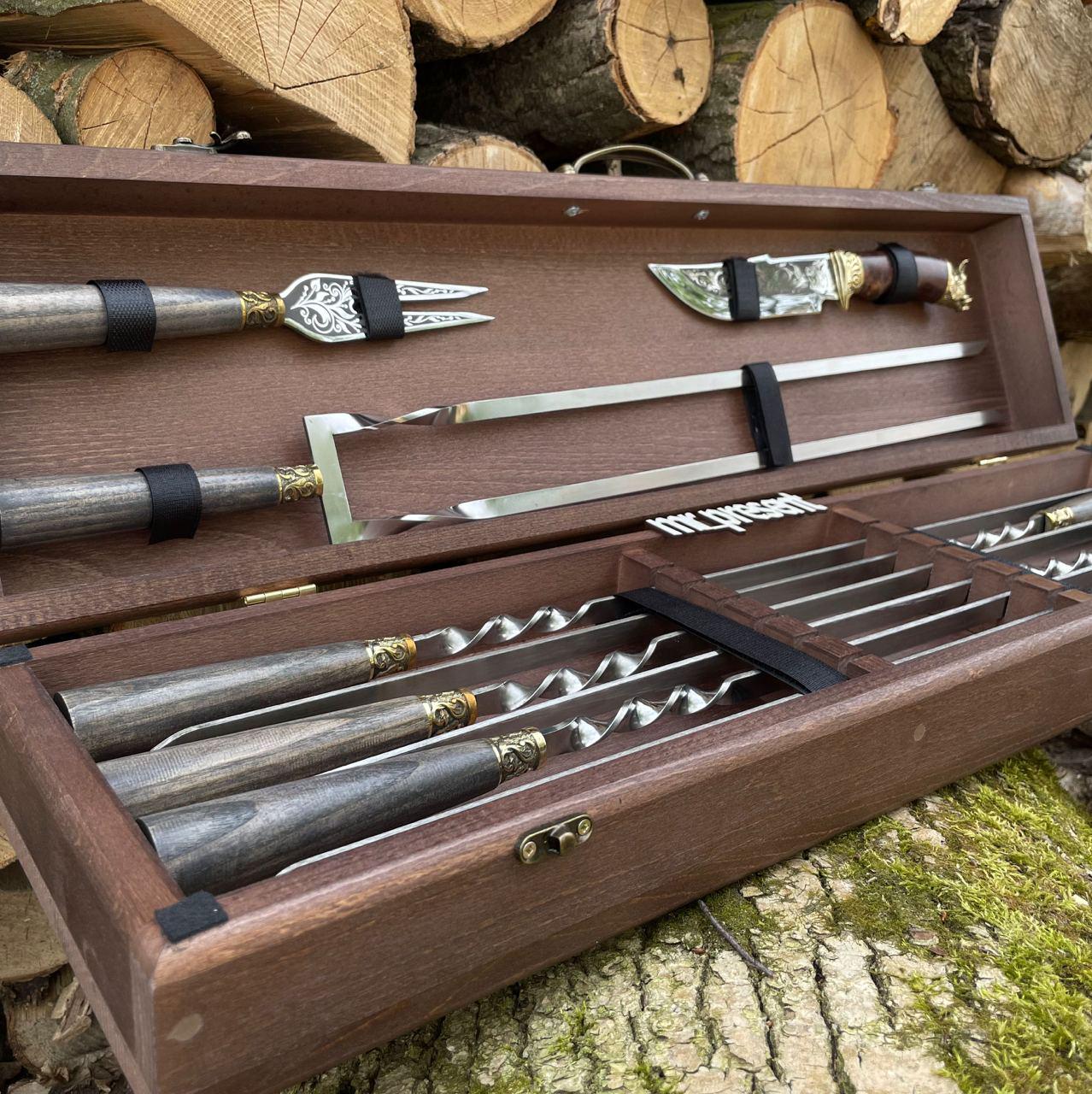 Набір шампурів Lux-Premium №10 ручної роботи (19217427) - фото 2 Набір шампурів Lux-Premium №10 ручної роботи (19217427) - фото 2