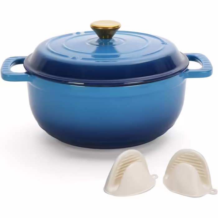 Жаровня чавунна Chefarone з кришкою 4,7 л 26 см Синій (2670643)