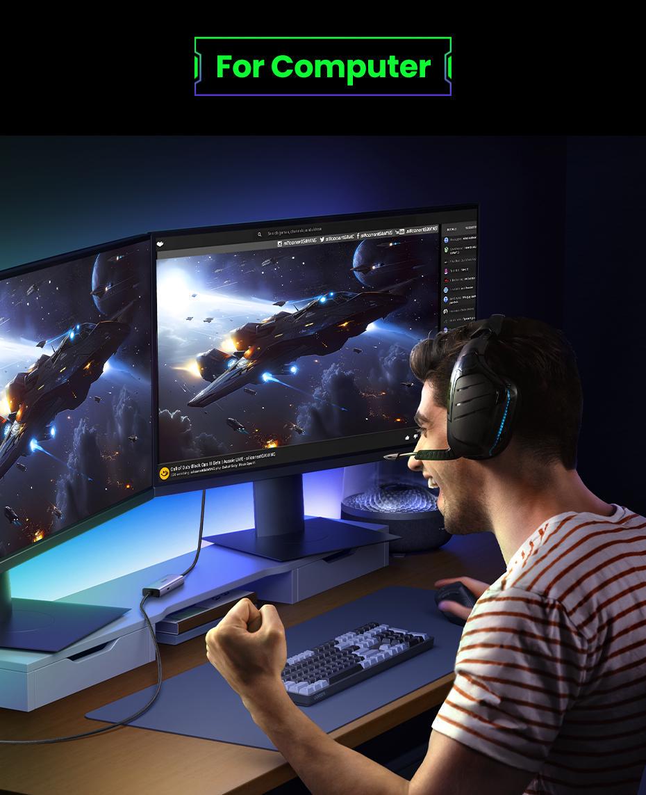 Карта видеозахвата USB Ugreen 1. USB-A USB-C 2 м Серый (25772) - фото 9