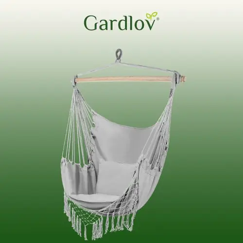 Крісло-гамак підвісне Gardlov 23671 2 подушки Сірий - фото 3