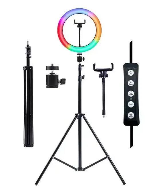 Лампа кольцевая RGB LED 36 см с держателем для телефона и штативом 2 м - фото 4 Лампа кольцевая RGB LED 36 см с держателем для телефона и штативом 2 м - фото 4