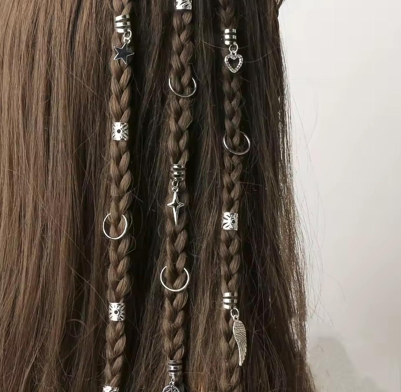 Набор серебряных украшений для кос и дредов кольца и бусины для волос 45 шт. - фото 2