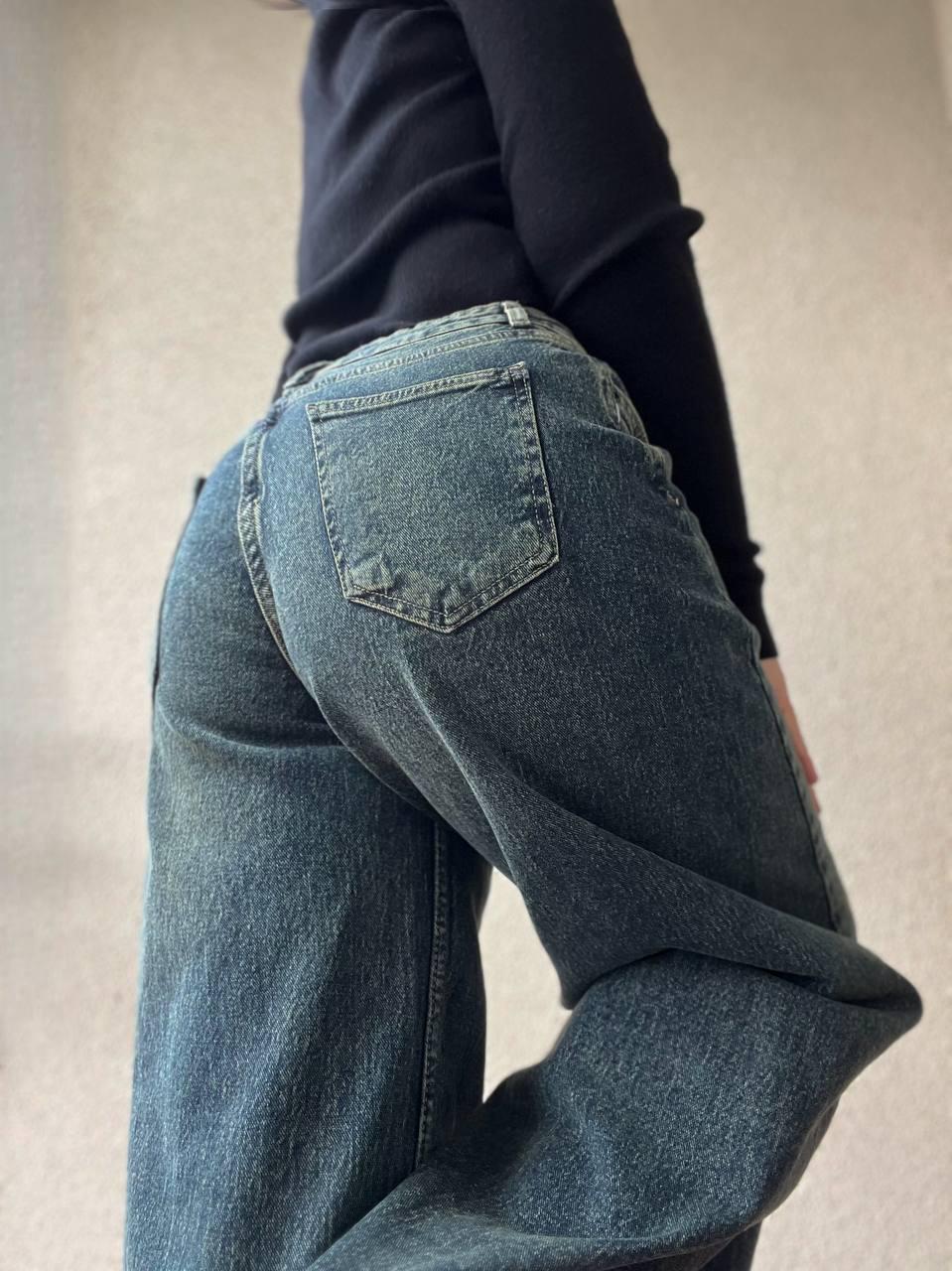 Джинсы женские I8 55526 Palazzo широкие резинка на талии с надписью палаццо косой шов р. 38 Синий с зеленым (2716) - фото 7 Джинсы женские I8 55526 Palazzo широкие резинка на талии с надписью палаццо косой шов р. 38 Синий с зеленым (2716) - фото 7