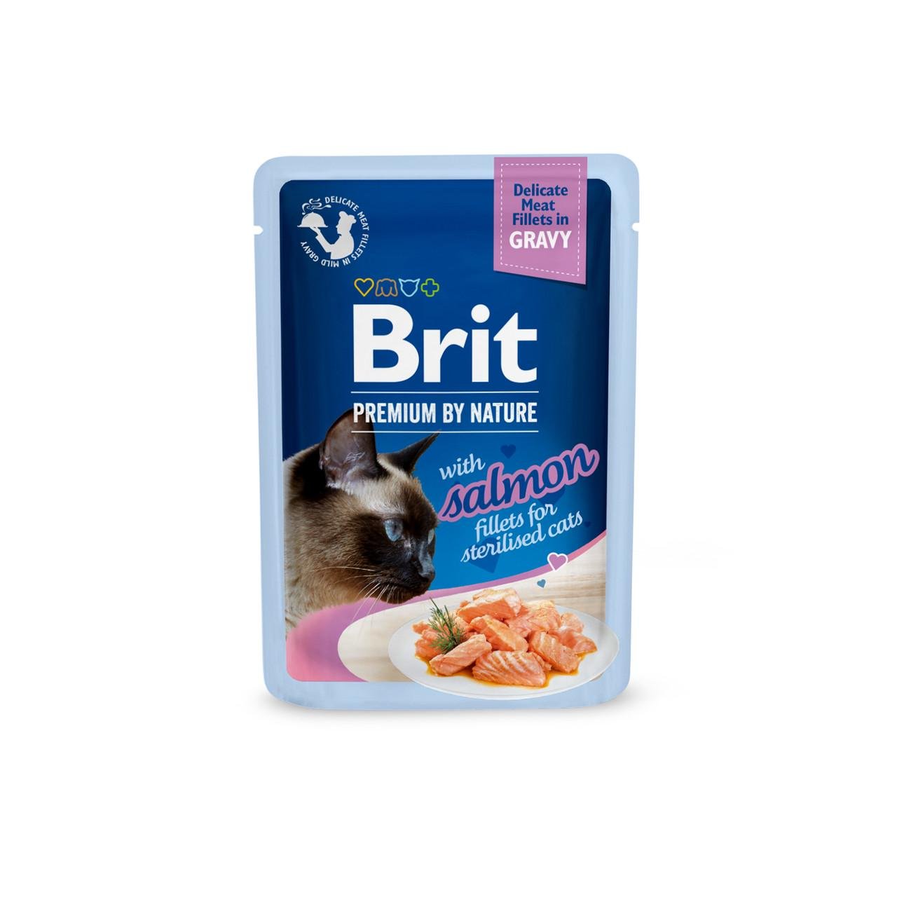 Вологий корм для стерилізованих котів Brit Premium Cat Salmon Fillets лосось 85 г (101141)