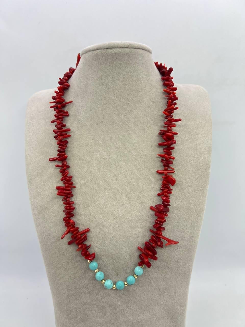 Бусы коралл и говлит 46 см Красный (11994б)