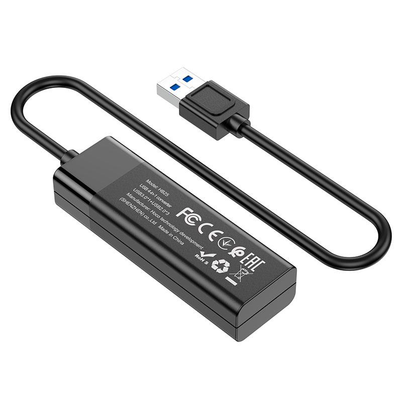 Хаб-USB Hoco Easy mix converter HB25 3.0х1 2.0х3 Black - фото 4