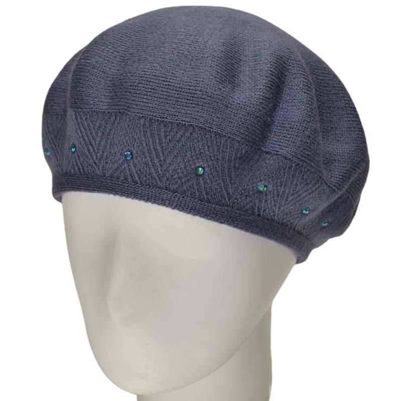 Берет женский Lirus Ника двойной шерстяной тонкой вязки Джинсовый (111625)