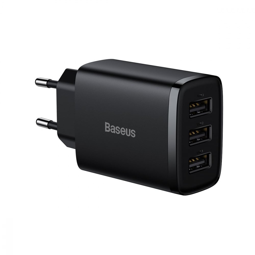 Зарядное устройство BASEUS Compact 17 W 3 USB Black