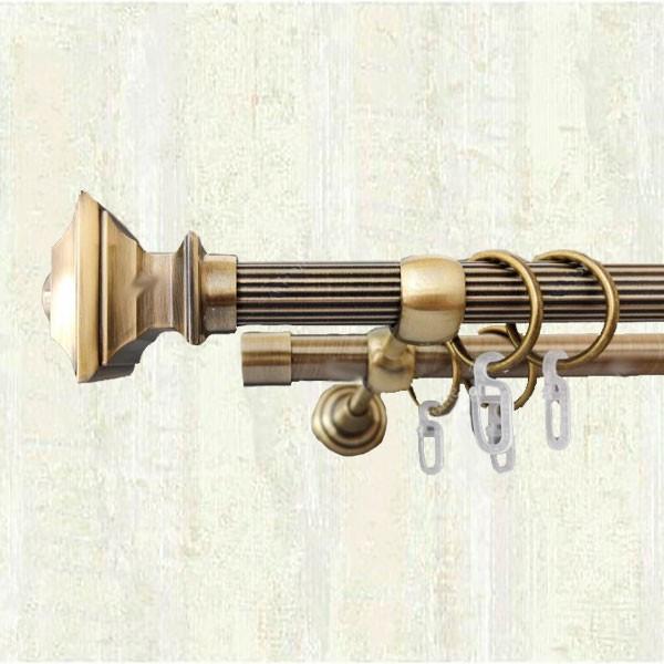 Карниз для штор Orvit Борджеза рифлена двохрядний 25/16 мм 200 см Антик (000-5952)