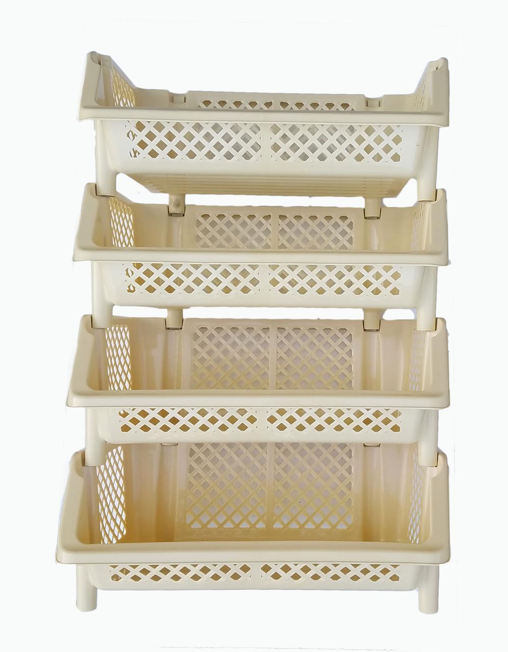 Этажерка пластиковая 4 яруса Бежевый (472725-Prob)