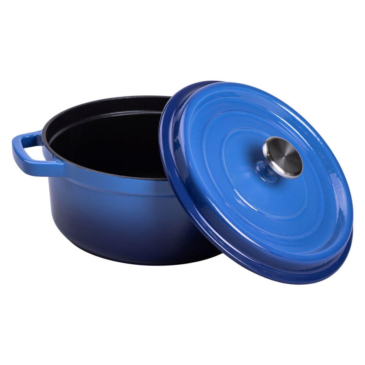 Кастрюля чугунная эмалированная с крышкой 24 см 3 л Синий (6815)