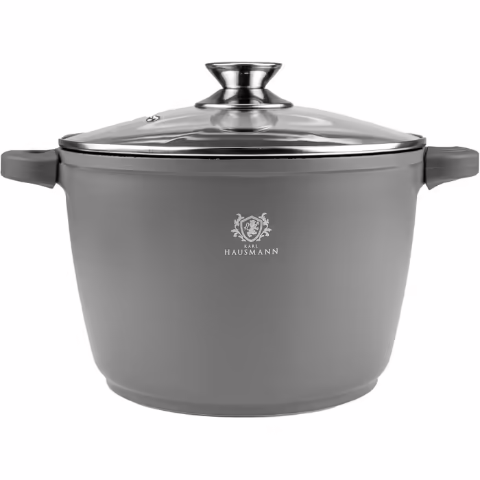 Кастрюля Karl Hausmann GRANT с антипригарным покрытием со стеклянной крышкой 24 см 6 л Серый