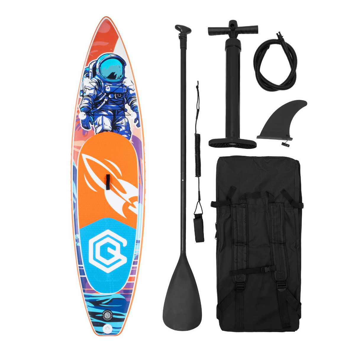 Доска SUP COSMO GQ надувная двухслойная туринговая 11" 335x81x14 см