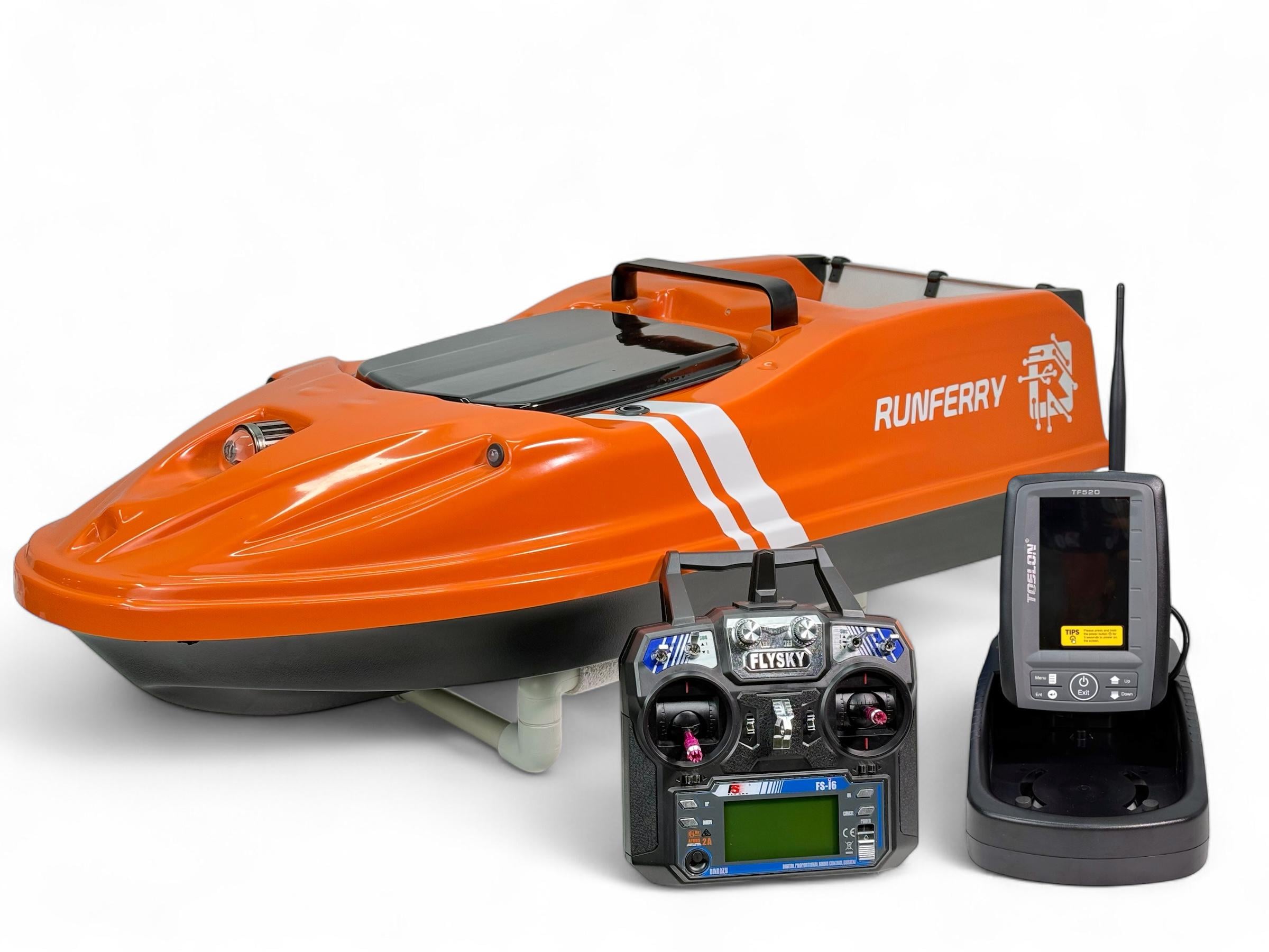 Карповый кораблик Runferry SOLO V3 GPS и эхолот Toslon TF520 Orange