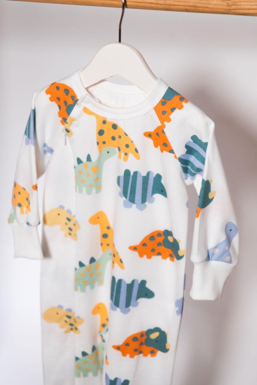 Ромпер для малюка на блискавці Діно двонитка з начосом 80 см (2749425288)