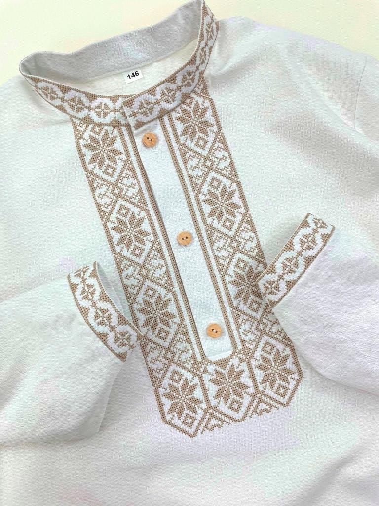 Вышиванка детская Нестор 128 см Бежевый (0001823-128) - фото 2 Вышиванка детская Нестор 128 см Бежевый (0001823-128) - фото 2