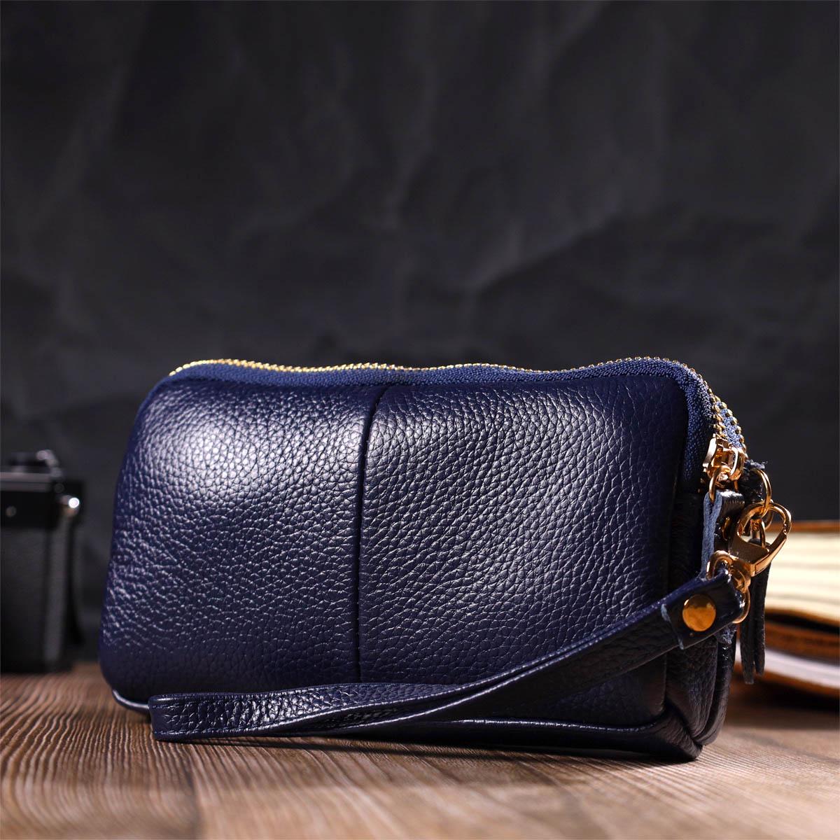 Клатч-кошелек женский Vintage Women Wallet 22089 из натуральной кожи Синий (56290) - фото 6