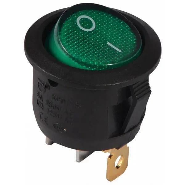 Переключатель Lemanso LSW07 круглый с подсветкой Зеленый (КСD1-101N-8)