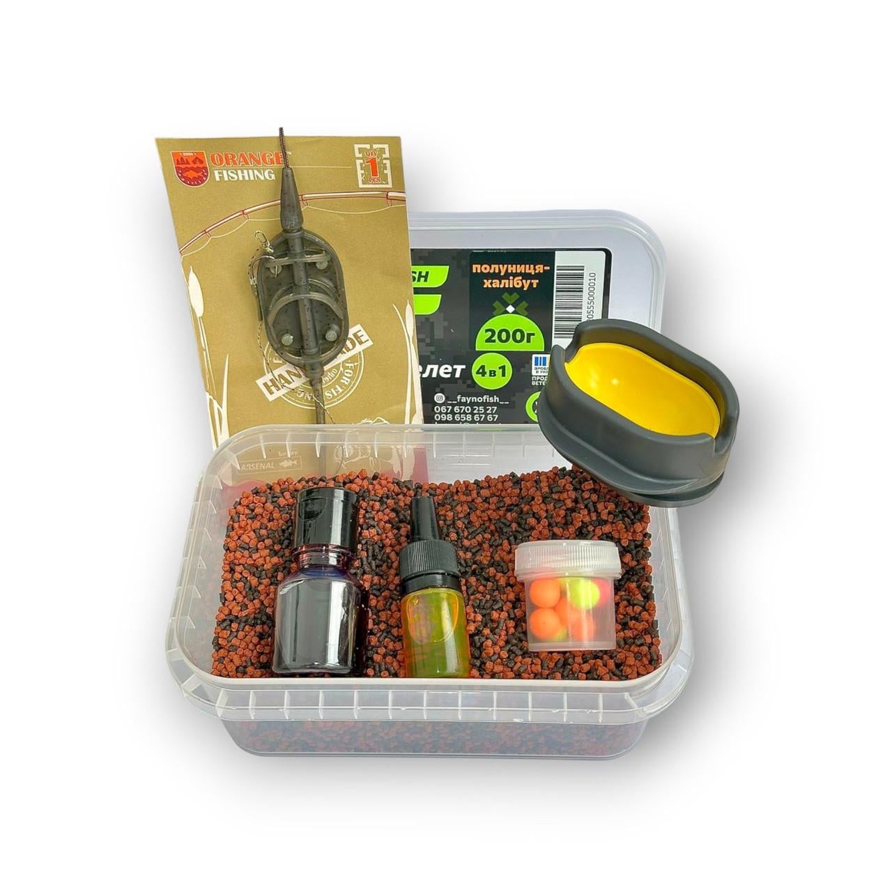 Методный пеллетс метод микс Fayno Fish клубника-халибут 6в1 200 г (2917641868)