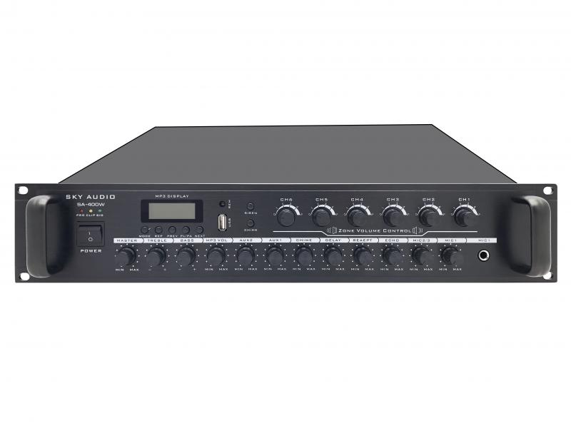 Трансляційний підсилювач потужності Sky Sound SA-400W 6-ZONE - фото 2 Трансляційний підсилювач потужності Sky Sound SA-400W 6-ZONE - фото 2
