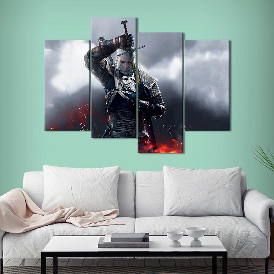Настенний декор Огненный постер игры The Witcher 3: Дикая охота 129x90 см (A226-4)
