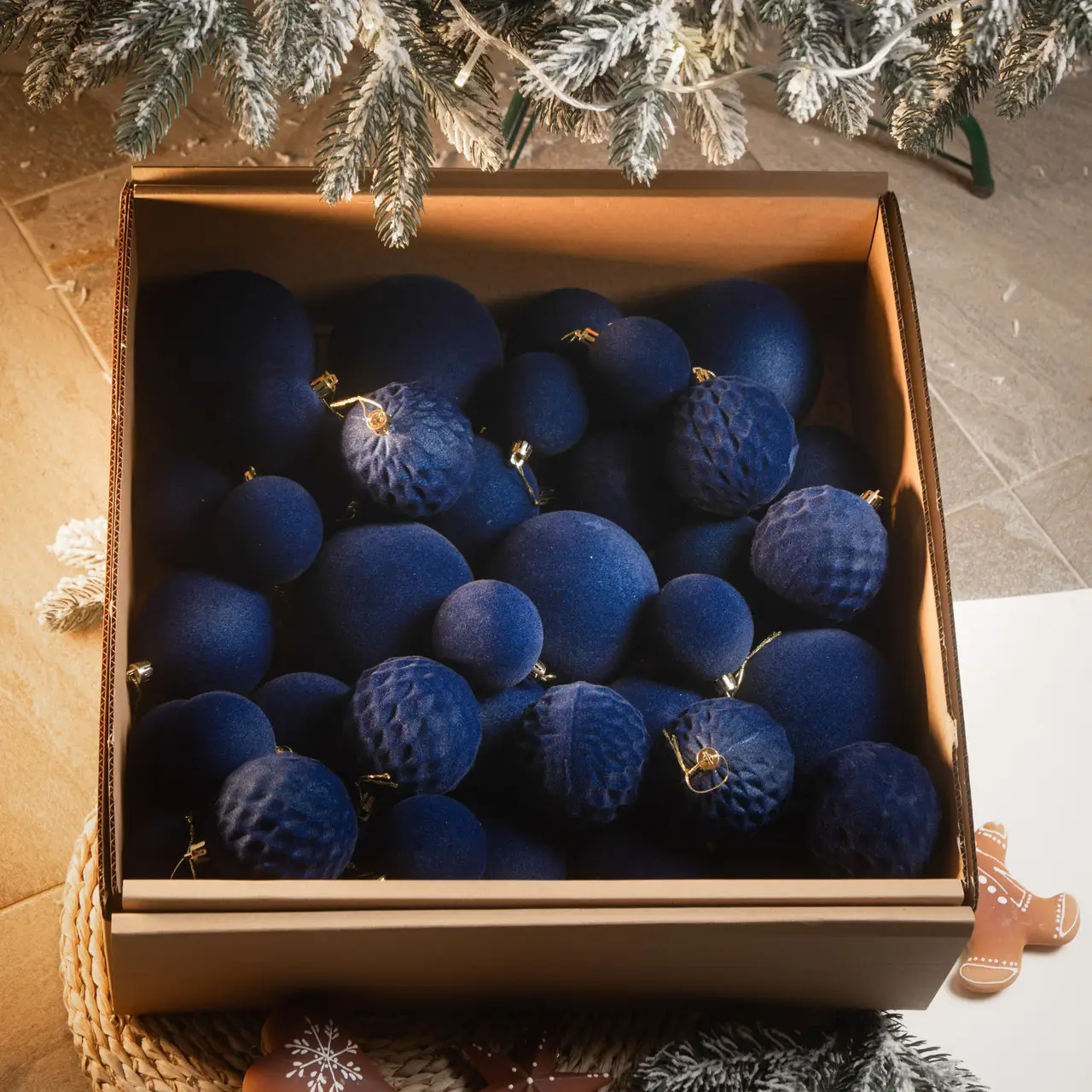 Набір куль новорічних Оксамит 40 шт. Джинсовий (Бархат джинс) - фото 4