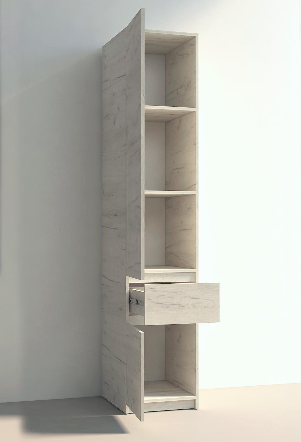 Шафа пенал Мастер Форм Брайт телескопічні напрямні 400х520х2000 мм Дуб крафт білий - фото 2 Шафа пенал Мастер Форм Брайт телескопічні напрямні 400х520х2000 мм Дуб крафт білий - фото 2