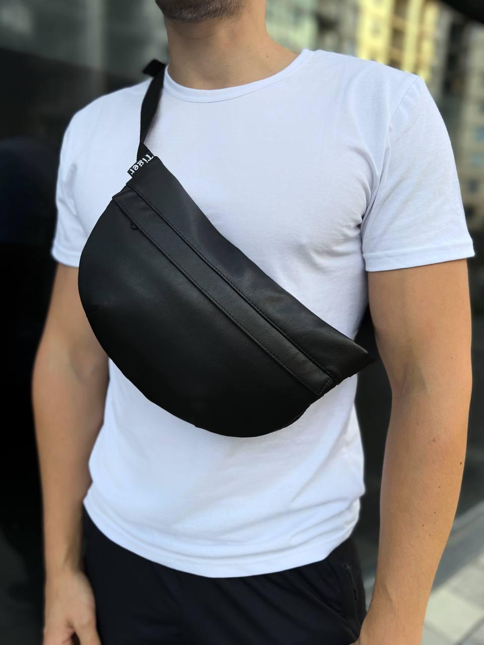 Сумка поясна чоловіч екошкіра Чорний (39293)