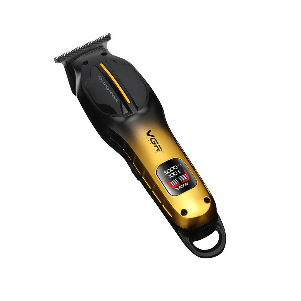 Тример для стрижки VGR V-226 9000 RPM з LED-дисплеєм 3 насадки Золотистий