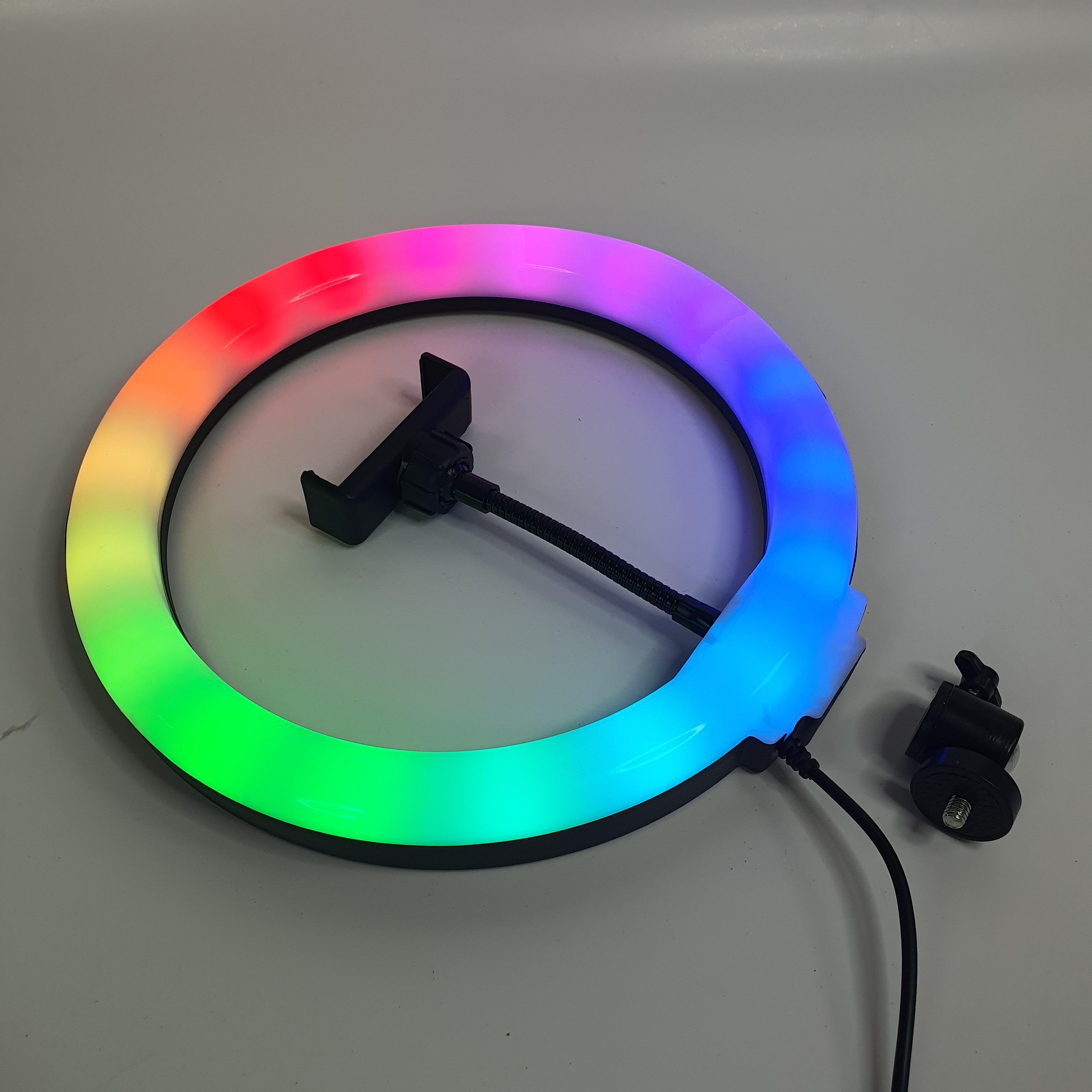 Лампа кольцевая RGB LED с креплением под штатив и держателем для телефона 26 см (DA41-NA28)