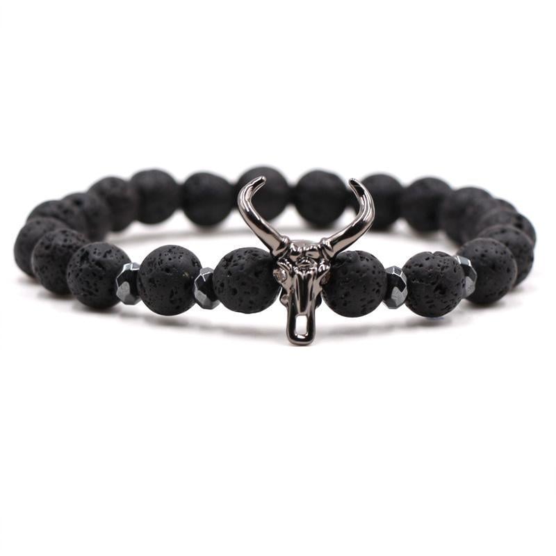 Браслет голова быка из натурального черного вулканического камня (24842237)