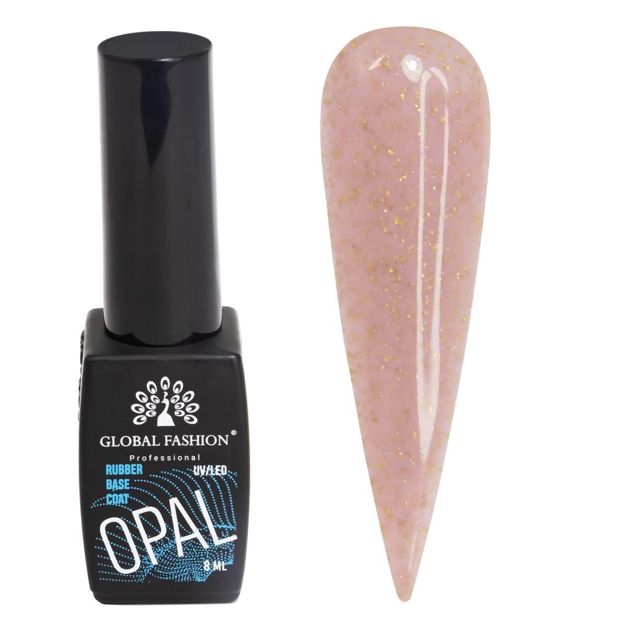 База для гель-лака каучуковая камуфлирующая Global Fashion Opal с талью № 04 8 мл