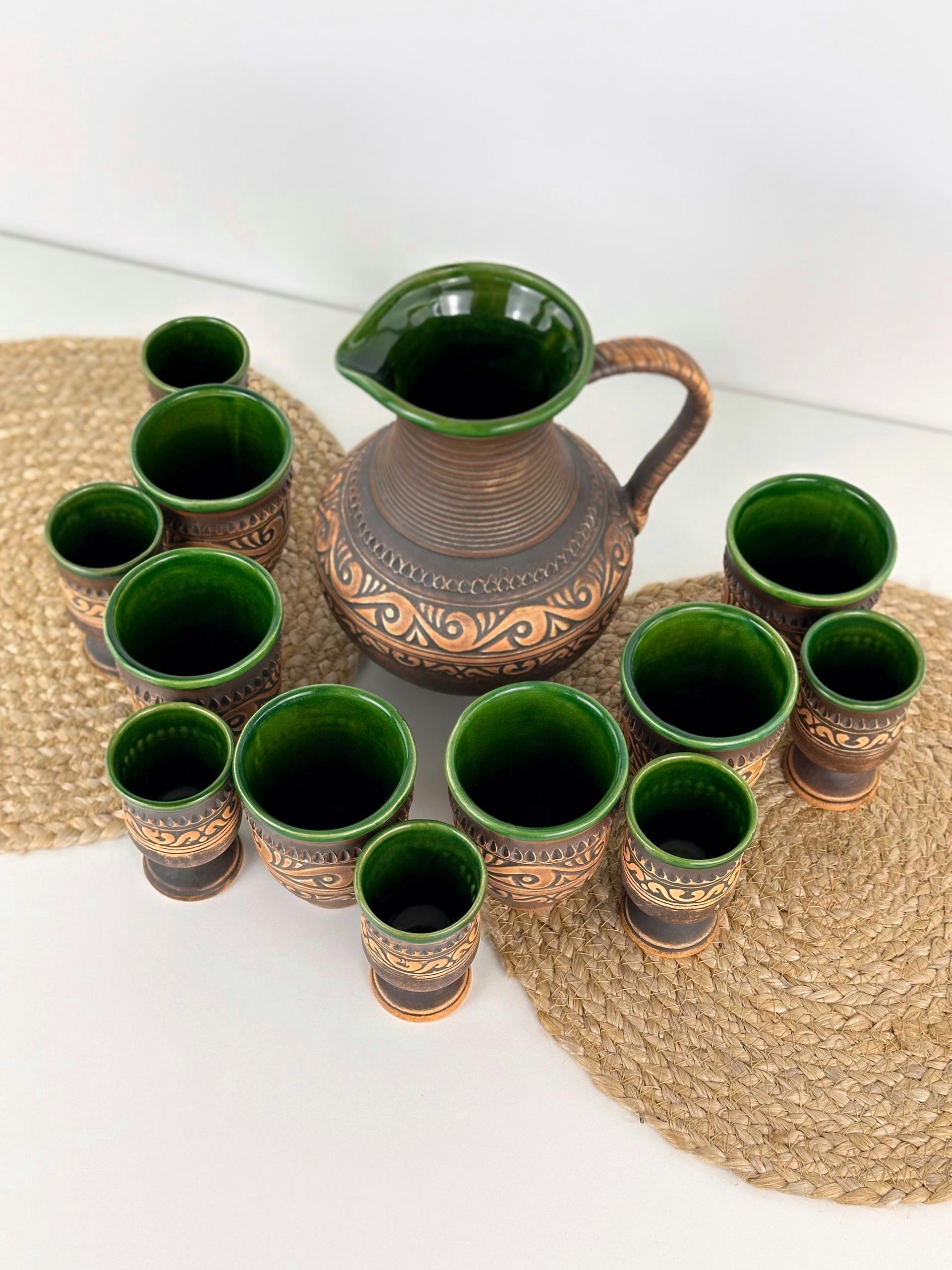 Набір глиняного посуду для напоїв Гражда на 6 чоловік Коричневий (17019-30) - фото 2 Набір глиняного посуду для напоїв Гражда на 6 чоловік Коричневий (17019-30) - фото 2