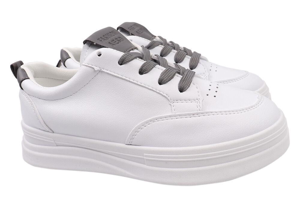 Кеды женские Gifanni из эко кожи на низком ходу на шнуровке Белый (82-21DTC 40)