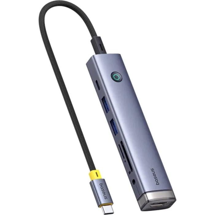 USB-хаб BASEUS UltraJoy Series 7-Port HUB AIR USB-C to HDMI/2xUSB 3.0/PD 100W/SD/TF+AUX Space Grey (B00052803811-02)