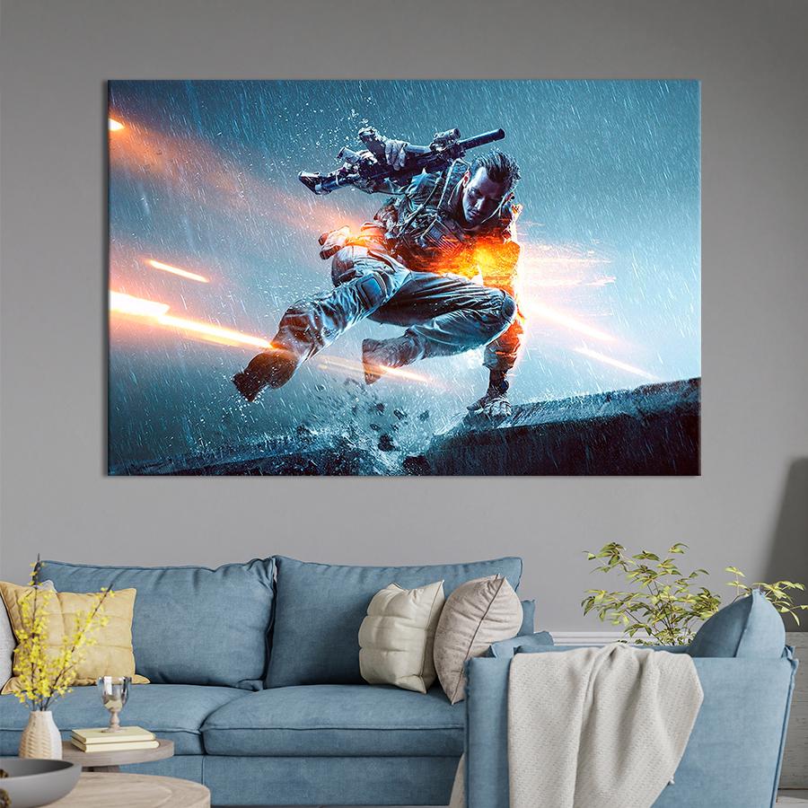 Настінний декор Герой під дощем Battlefield 4 80x54 см (A225-1)