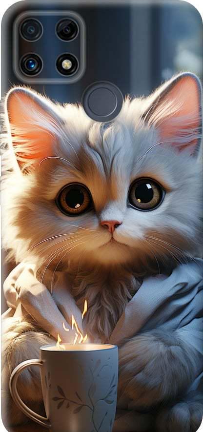 Чехол на Realme C25s White cat (5646u-3679-42517) Чехол на Realme C25s White cat (5646u-3679-42517)